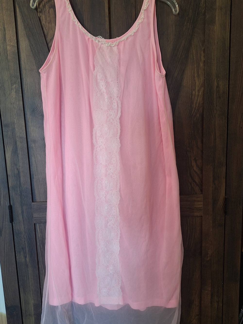Pink Lace-Trim Sleeveless Women's Nightdress